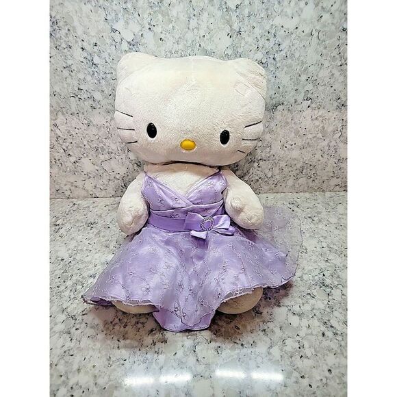 Build A Bear Workshop 18" HELLO KITTY Sanrio White Stuffed‎ Plush W/Dress NO BOW - Picture 1 of 11